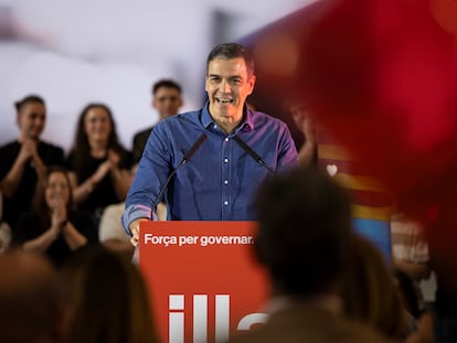 Pedro Sánchez, en el mitin del PSC en Sant Boi de Llobregat (Barcelona).