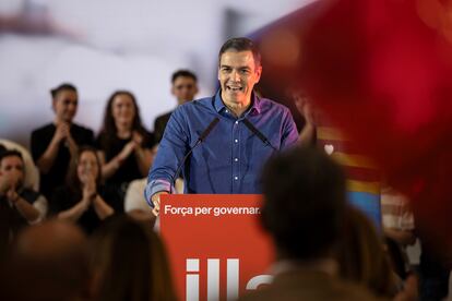 Pedro Sánchez, en el mitin del PSC en Sant Boi de Llobregat (Barcelona).