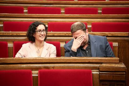 Oriol Junqueras y Marta Rovira i Verg&eacute;s en una imagen de archivo.
  
   
    
  
  
  
 