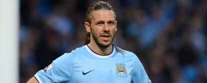 Demichelis, durante un partido del a&ntilde;o pasado con el City.