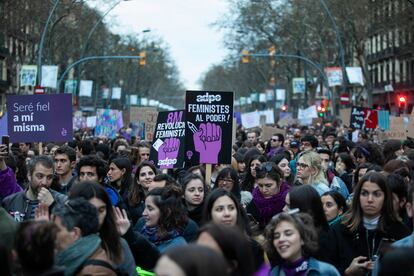 Manifestación del Día de la Mujer en Barcelona, el 8 de marzo de 2020.