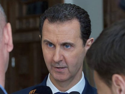 Bashar al-Assad, durante um encontro com jornalistas em Damasco.