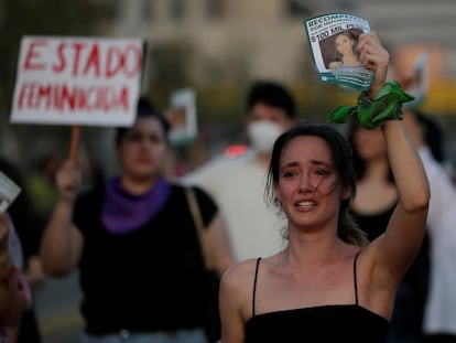 Protesta por la muerte de Debanhi Escobar, en Monterrey, en abril de 2022.