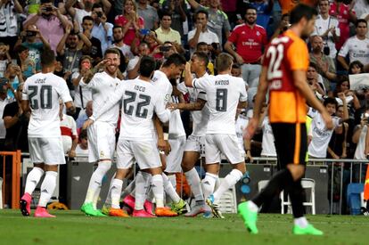 Celebración del primer gol del Real Madrid.