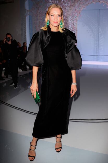 Uma Thurman se sentó en el front row del desfile de Ralph & Russo.