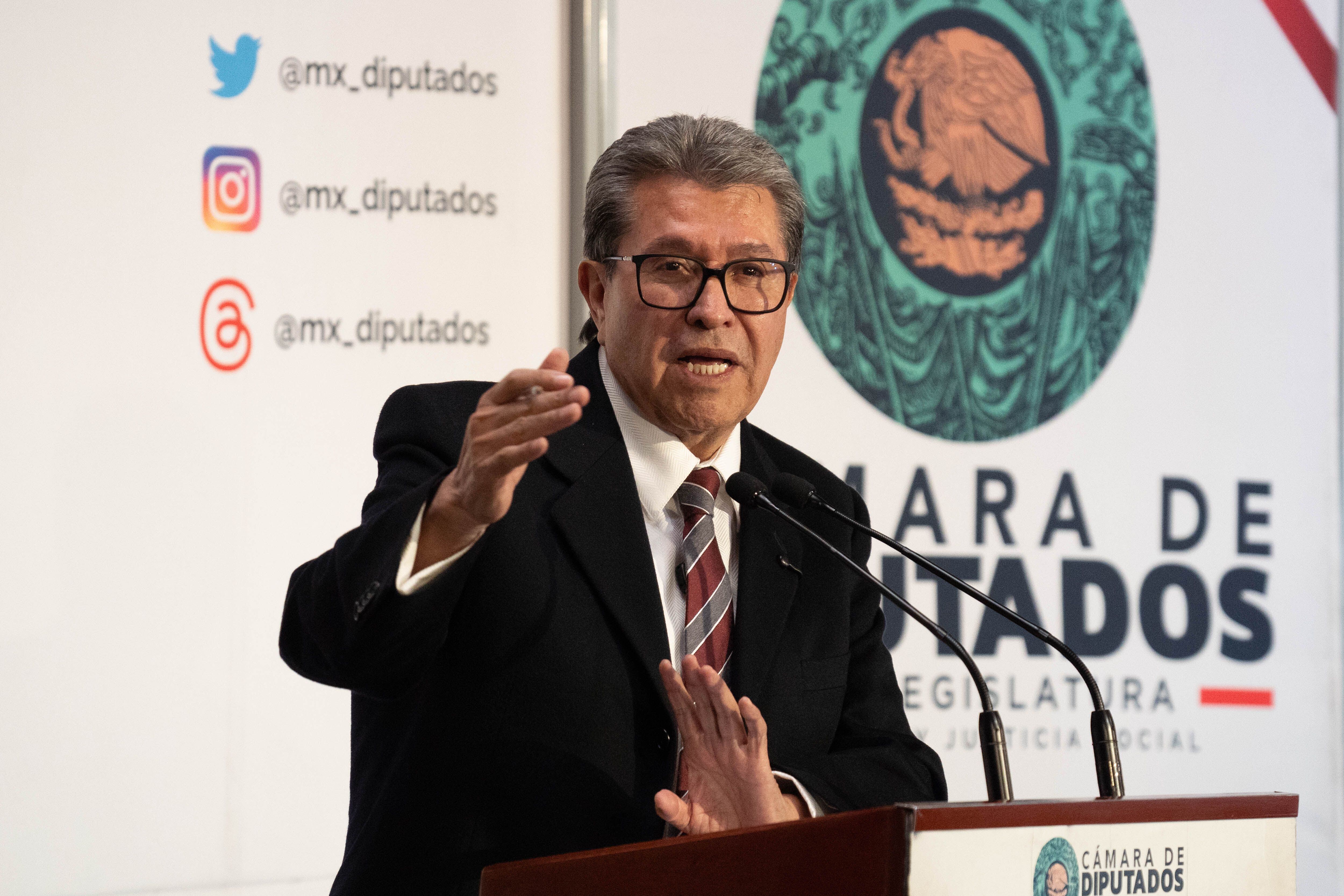 Ricardo Monreal en la Cámara de Diputados, este lunes.