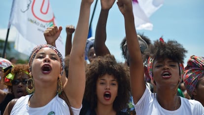 Marcha das mulheres negras contra o racismo, em junho de 2020 em Brasília.