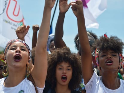 Marcha das mulheres negras contra o racismo, em junho de 2020 em Brasília.