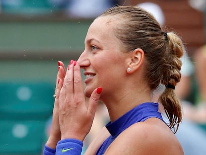 Kvitova celebra su victoria contra Boserup en Par&iacute;s.