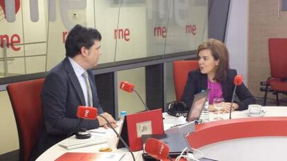 La vicepresidenta del Gobierno, durante la entrevista.
