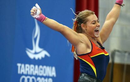 Lidia Valentín celebra su victoria en Tarragona.