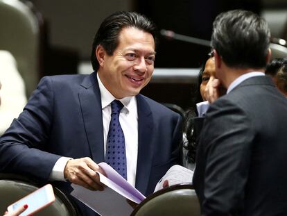 El presidente de Morena, Mario Delgado en el Congreso mexicano.