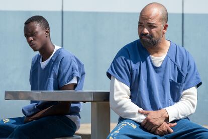 Ashton Sanders y Jeffrey Wright, en la película.