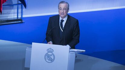 Florentino Pérez, durante la última asamblea del Madrid. 