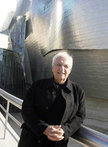 Frank O. Gehry, ayer, en el Guggenheim Bilbao.