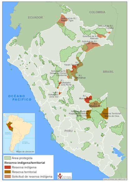 Reservas para protección de pueblos en aislamiento y áreas naturales protegidas con presencia de estos grupos, en Perú.