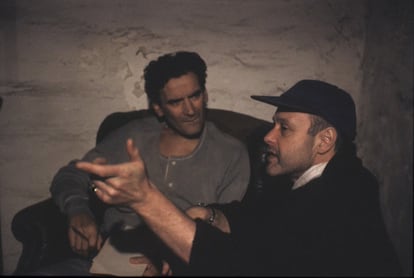 Troisi con Michael Radford en el rodaje de 'El cartero (y Pablo Neruda)'