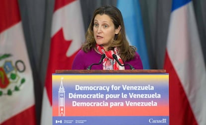 La ministra de Asuntos Exteriores de Canadá, Chrystia Freeland, en febrero pasado.