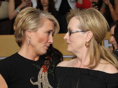 As atrizes Emma Thompson e Meryl Streep.
