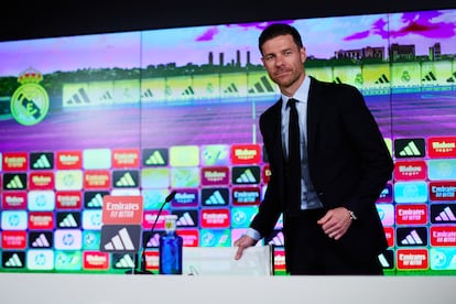 Xabi Alonso, en su presentación como nuevo entrenador del Real Madrid el pasado 26 de mayo. 