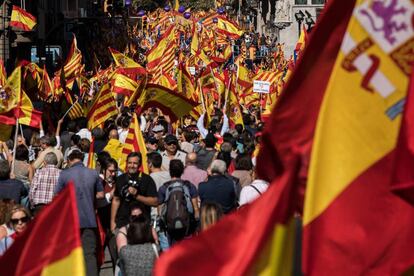 Ambient durant la manifestació per Via Laietana de Barcelona.