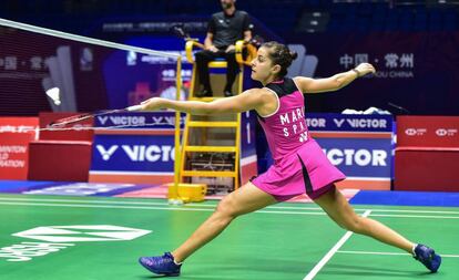 Carolina Marin, este viernes, en el partido de cuartos de final contra He Bingjiao.