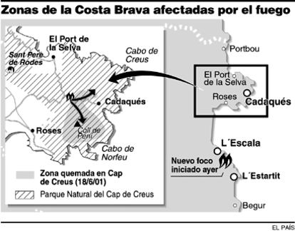 Zonas afectadas por el fuego en Cataluña durante los últimos días.