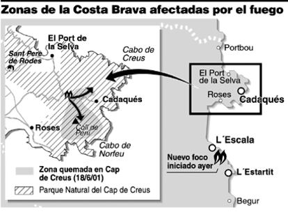 Zonas afectadas por el fuego en Cataluña durante los últimos días.