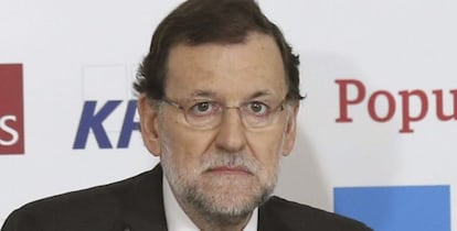 El presidente del Gobierno, Mariano Rajoy, durante su participaci&oacute;n en un desayuno informativo que ha tenido lugar hoy.