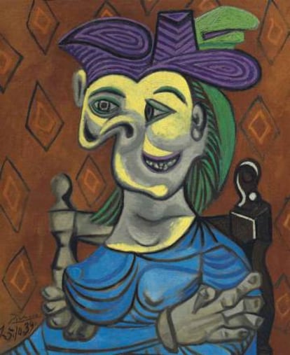 &#039;Femme Assise, Robe Bleu&#039; (&#039;Mujer sentada, vestido azul&#039;), pintado en 1939 y que representa a Dora Maar.