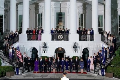 Joe Biden with allies and partners before dinner at the White House for the NATO summit, this Wednesday.