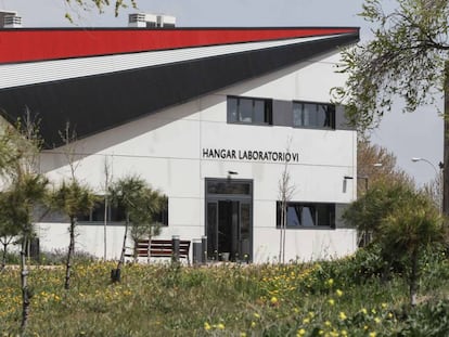 Hangar de la Universidad Rey Juan Carlos, en el campus de Fuenlabrada. 