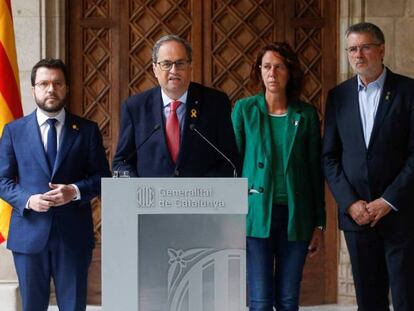 El presidente de la Generalitat, Quim Torra, en el Palau de la Generalitat, el pasado 19 de octubre.