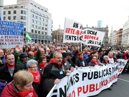 Manifestaciñon de pensioistas en Bilbao el pasado 19 de enero. 