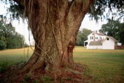 Casa de la plantación Hofwyl-Broadfield, cerca de Brunswick, en Georgia (Estados Unidos), anterior a la Guerra de Secesión.