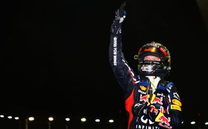 Sebastian Vettel celebra la victoria