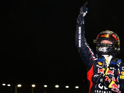 Sebastian Vettel celebra la victoria