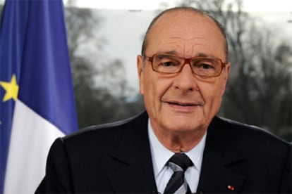 El presidente Jacques Chirac, durante su discurso televisado.