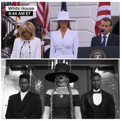 Una de las comparaciones con Beyoncé que circulan en redes sociales.