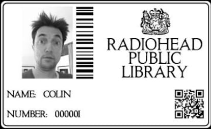 El carné de socio de Colin Greenwood, uno de los miembros de Radiohead.