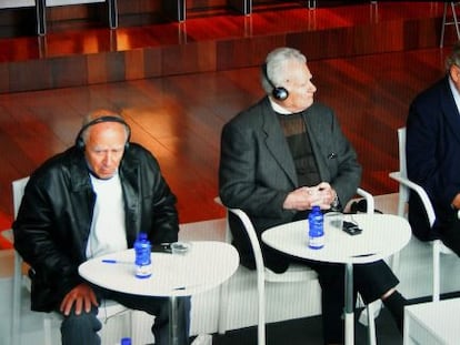 Los tres imputados durrante el juicio