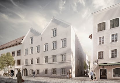  Fotografía del proyecto elegido por el Gobierno austríaco para remodelar la casa donde nació Adolf Hitler (1889-1945) y transformarla en una comisaría, donde se eliminará cualquier referencia a los crímenes del nazismo´.