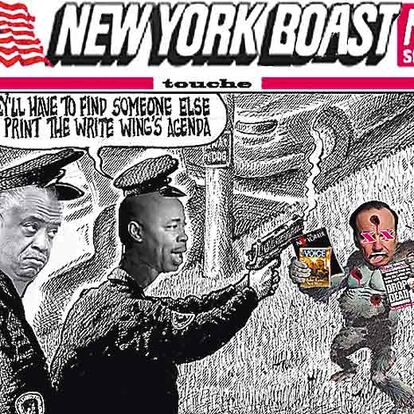 Reinterpretación de la polémica viñeta del <i>New York Post</i> que supuestamente comparaba a Obama con un chimpancé.