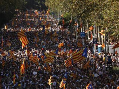 El passeig de Sant Joan, durant la Diada del 2016.