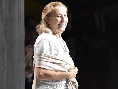  Miuccia Prada tras un desfile en Milán, Italia, el 20 de septiembre de 2018.