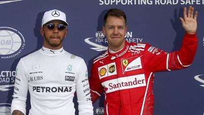 Lewis Hamilton y Sebastian Vettel, este sábado.