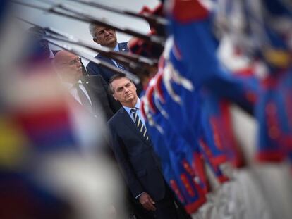 Bolsonaro en la Ceremonia Nacional de Izamiento de Bandera este martes.