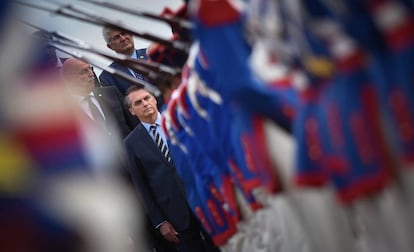 Bolsonaro en la Ceremonia Nacional de Izamiento de Bandera este martes.