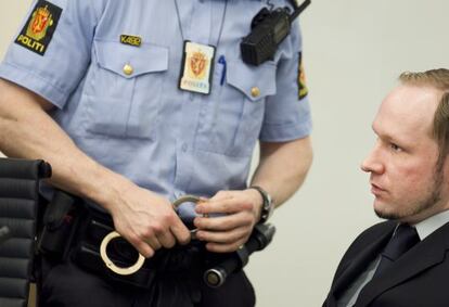 Anders Breivik hoy en el juicio.