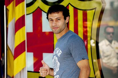 Mascherano, a su llegada a las oficinas del Camp Nou el pasado viernes.